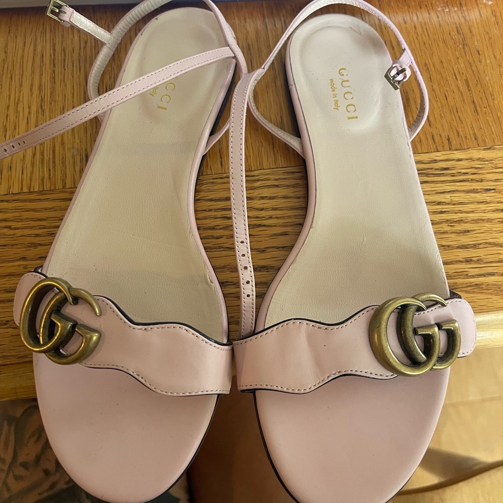 Light pink Gucci strap sandals